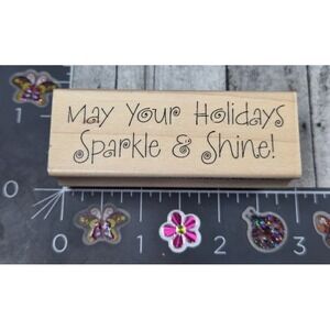 Impression Obsession May Holidays Sparkle Shine B5486 Rubber Stamp Wood #D60